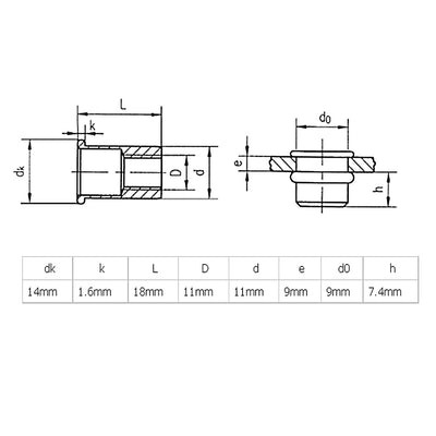 Harfington M8 Aluminum Flat Head Rivet Nut Insert  Silver Tone 20pcs