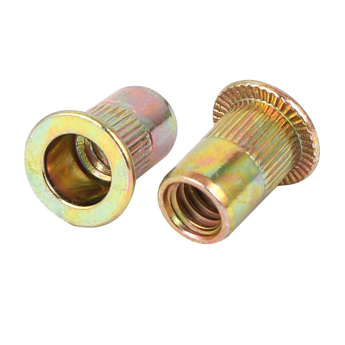 Harfington 1/4"-20 Flat Head Rivet Nut Insert Nutsert Gold Tone 20pcs