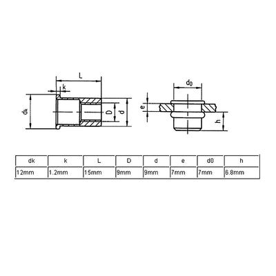 Harfington 1/4"-20 Flat Head Rivet Nut Insert Nutsert Gold Tone 20pcs