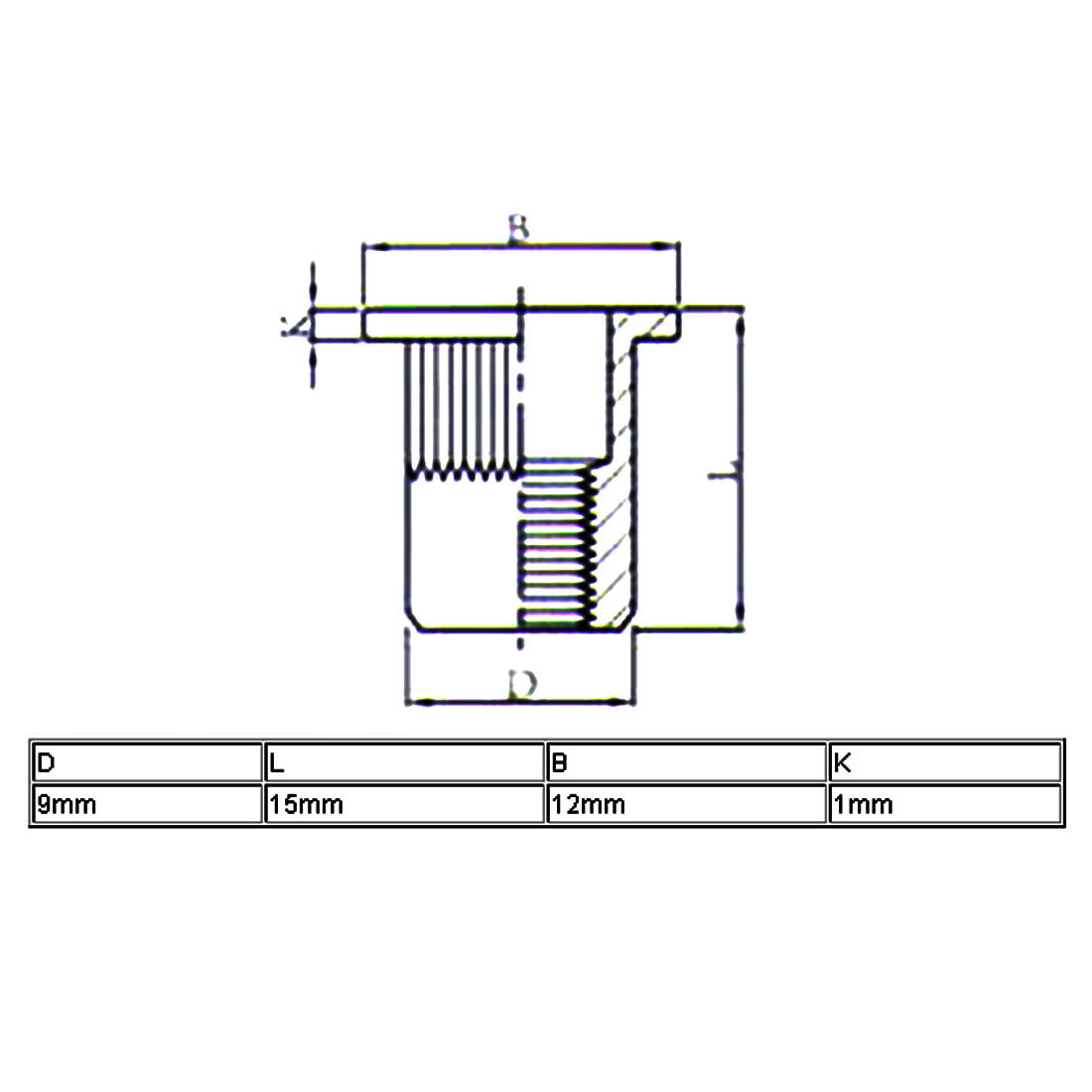 Harfington M6x15mm Open End Flat Head Knurled Body Blind Threaded Rivet Nut 100pcs