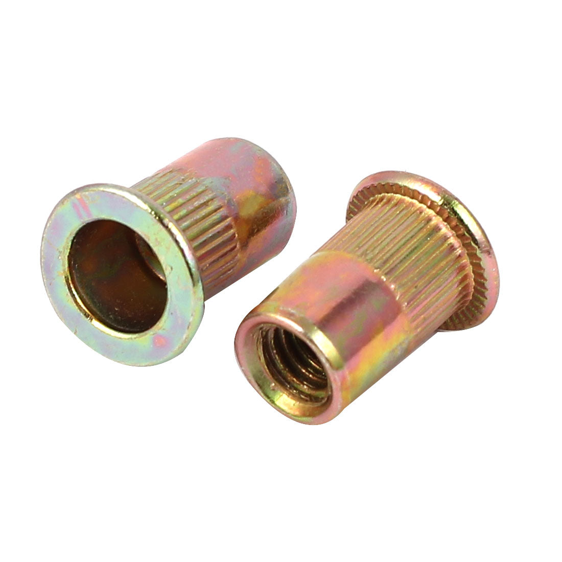 Harfington M6x15mm Open End Flat Head Knurled Body Blind Threaded Rivet Nut 100pcs