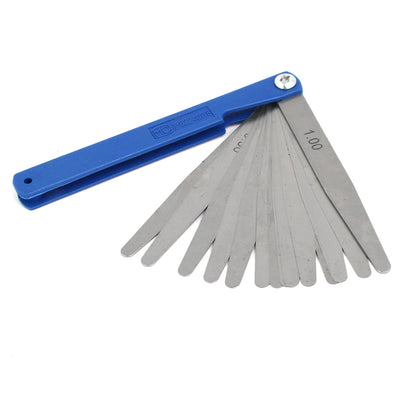 Harfington 0.05mm-1.0mm 14 Leaves Metal Feeler Gauge Measuring Tool Silver Tone