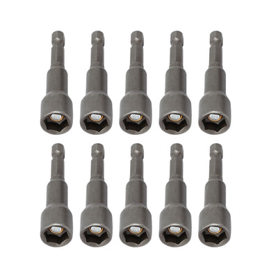 Harfington 10mm 3/8" Socket 1/4" Hex Shank 65mm Length Nut Drivers Adapter Drill Bits 10pcs