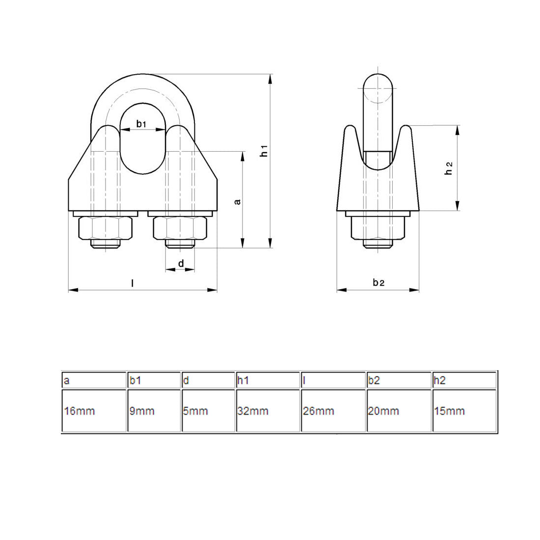 Harfington 9mm Inner Width Metal U Shaped Saddle Clamps Cable Wire Rope Clips Silver Tone 4pcs