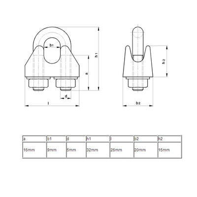 Harfington 9mm Inner Width Metal U Shaped Saddle Clamps Cable Wire Rope Clips Silver Tone 4pcs