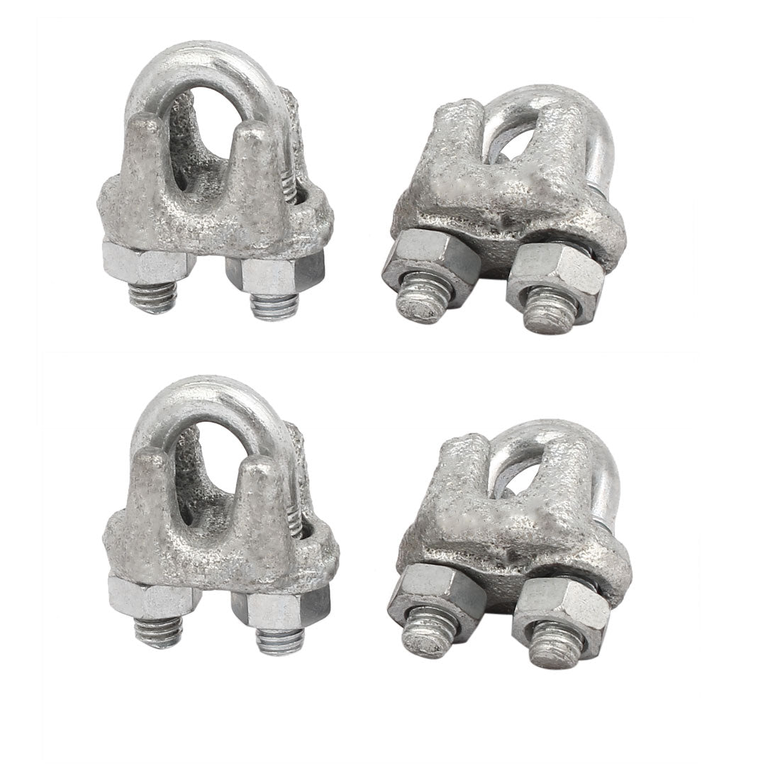 Harfington 9mm Inner Width Metal U Shaped Saddle Clamps Cable Wire Rope Clips Silver Tone 4pcs