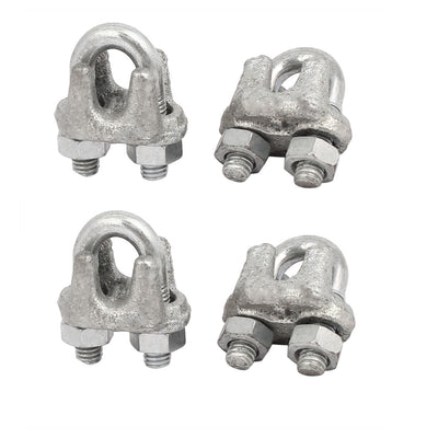 Harfington 9mm Inner Width Metal U Shaped Saddle Clamps Cable Wire Rope Clips Silver Tone 4pcs