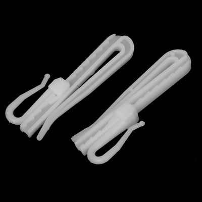 Harfington 12pcs 7cm Length White Plastic Window Curtain Adjustable Hooks Hangers Clips