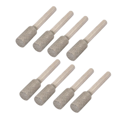 Harfington 6mm Shank 10mm Dia Diamond Coated Cylindrical Rotary Grinding Mounted Point 8pcs