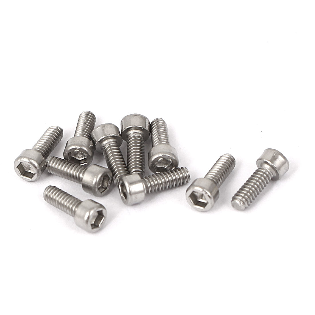 Harfington 2#-56 x 1/4" 304 Stainless Steel Hex Socket Cap Screws Bolts Silver Tone 10 Pcs