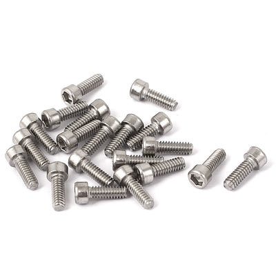 Harfington 2# x 1/4" 56 Thread Count 304 Stainless Steel Hex Socket Cap Screws Fastener 20 Pcs
