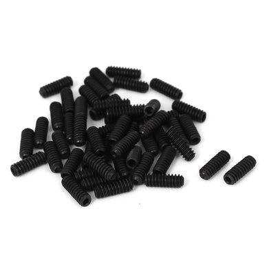 Harfington 6#-32 x 3/8" Thread Cup Point Head Hexagon Socket Set Grub Screw Black 50 Pcs