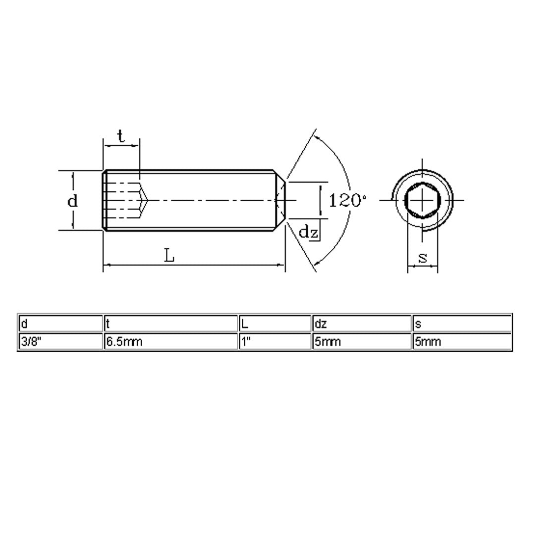 Harfington 12.9 Grade 3/8"-16 x 1" Thread Hex Socket Cup Point Alloy Steel Grub Screws 10 Pcs