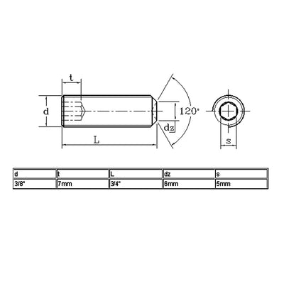 Harfington 12.9 Grade 3/8"-16 x 3/4" Thread Cup Point Hexagon Socket Set Grub Screws 20 Pcs