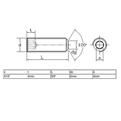 Harfington 5/16"-18 x 5/8" Thread Hex Socket Set Cup Point Grub Screws Black 30 Pcs