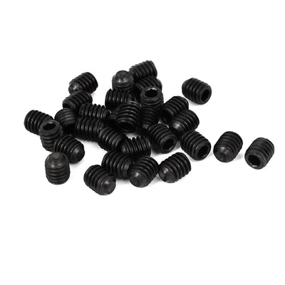 Harfington 5/16"-18 x 3/8" Thread 5mm Cup Point Hex Socket Drive Grub Screws Black 30 Pcs