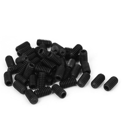 Harfington 1/4"-20 x 1/2" Thread Hex Socket Set Cup Point Head Grub Screws Black 50 Pcs
