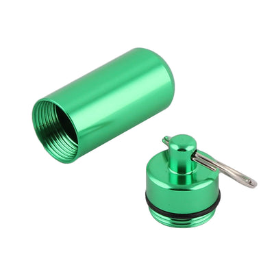 uxcell Uxcell Aluminum Alloy Portable Pill Tablet Case Box Holder Keyring Keychain Green 2pcs