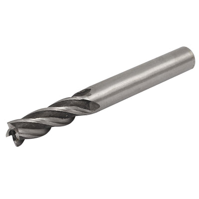 Harfington 9mm Cutting Dia 85mm Long HSS-AL 4-Flute Straight Round Shank End Mill