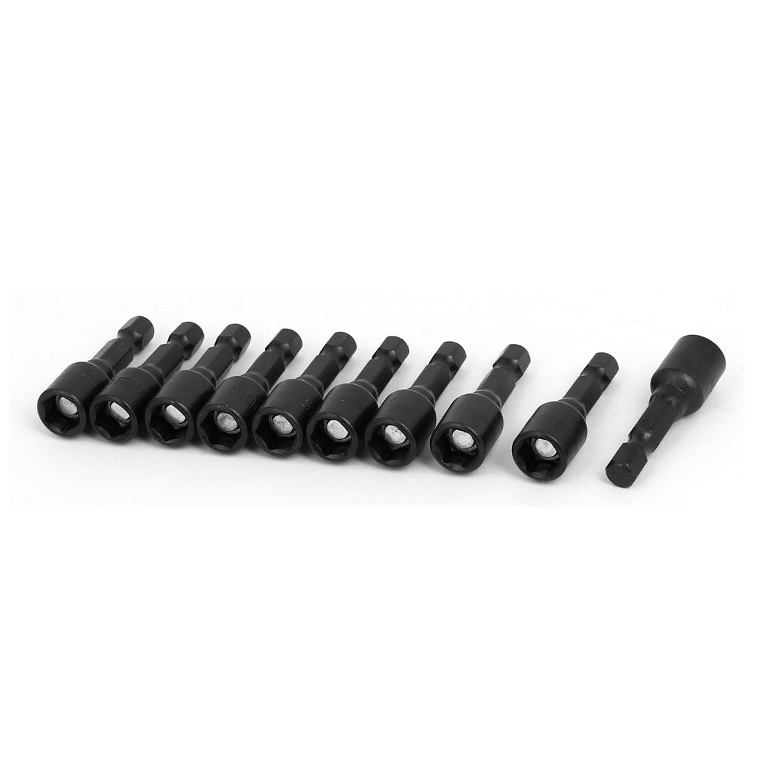 Harfington 1/4" Hexagon Shank 8mm Socket Magnetic Hex Nut Drivers Bits Black 10pcs