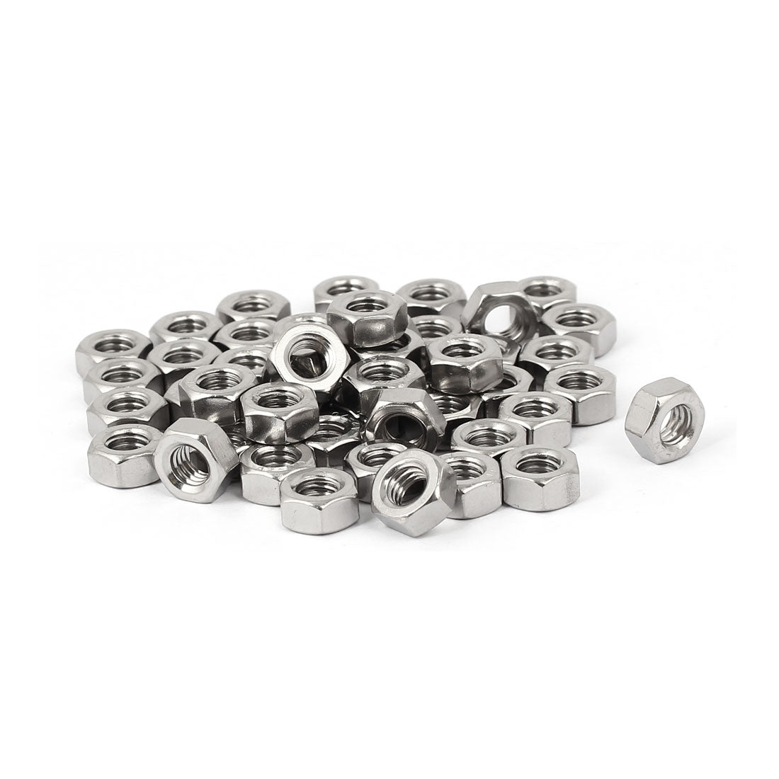Harfington Hex Nuts, M3x0.5mm UNC 304 Stainless Steel Thread Hexagon Nut 50pcs