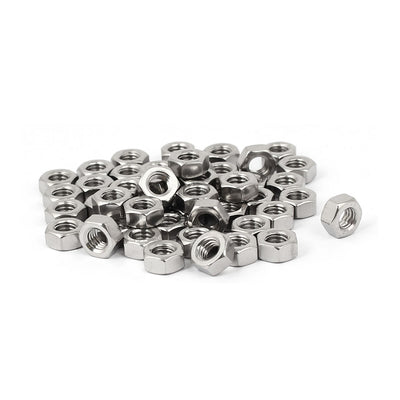 Harfington Hex Nuts, M3x0.5mm UNC 304 Stainless Steel Thread Hexagon Nut 50pcs