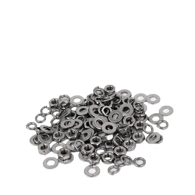 Harfington M3 Thread Diameter 304 Stainless Steel Hex Nut Flat Washer Split Lock 25 Sets