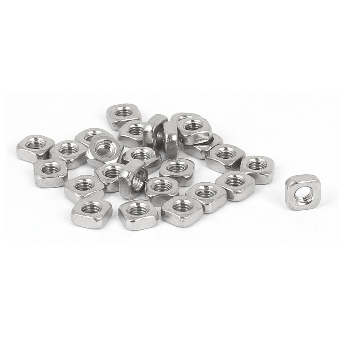 Harfington M3 Machine Screw 304 Stainless Steel Square Nuts Silver Tone 25Pcs