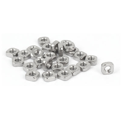 Harfington M3 Machine Screw 304 Stainless Steel Square Nuts Silver Tone 25Pcs