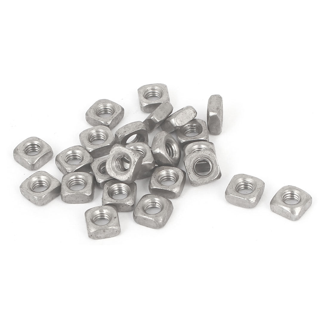 Harfington M4 Machine Screw 304 Stainless Steel Square Nuts Silver Tone 25Pcs