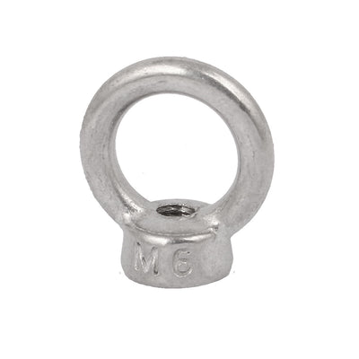 Harfington M6 Thread Dia 304 Stainless Steel Ring Shape Lifting Eye Nut Silver Tone