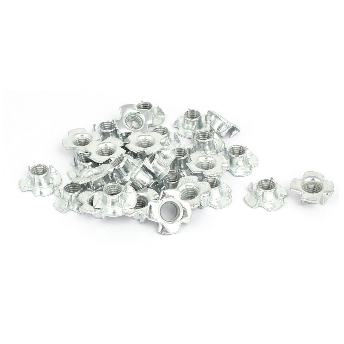Harfington M8 4 Prong Blind Tee T Nuts Fastener Silver Tone 30PCS