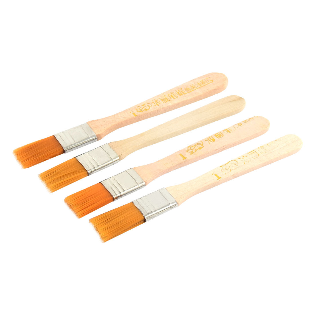Harfington Wooden Handle Nylon Imitated Hair Artist Painter Drawing Oil Paint Brush 4pcs