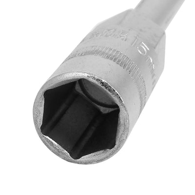 Harfington 15mm T Shaped Hexagon Hex Socket Wrench Spanner Nut Driver Silver Tone 2pcs