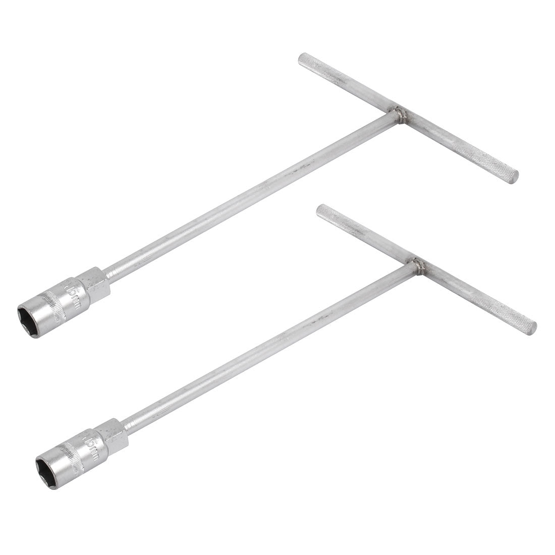 Harfington 15mm T Shaped Hexagon Hex Socket Wrench Spanner Nut Driver Silver Tone 2pcs