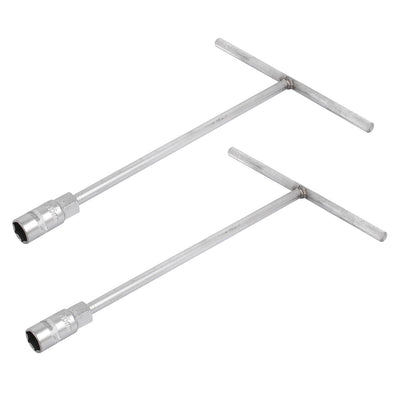 Harfington 15mm T Shaped Hexagon Hex Socket Wrench Spanner Nut Driver Silver Tone 2pcs