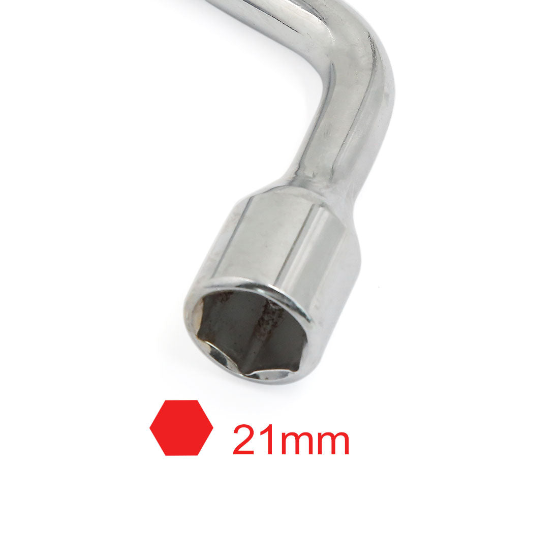 Harfington Silver Tone Metal L Type 21mm Hexagon Hex Slotted End Socket Lug Wrench for Car