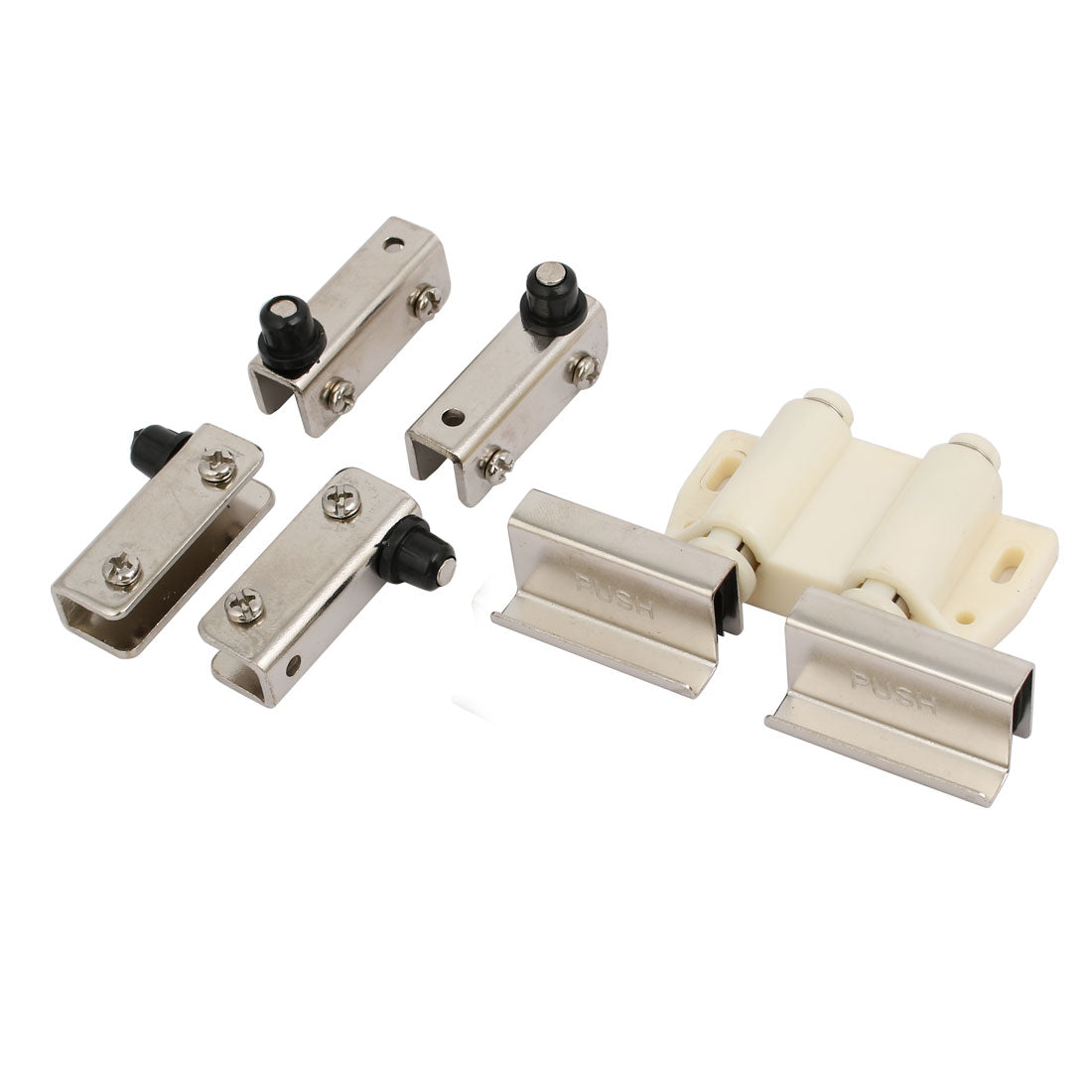 Harfington Cabinet Glass Door Double Magnetic Head Catch Latch White w Clamps