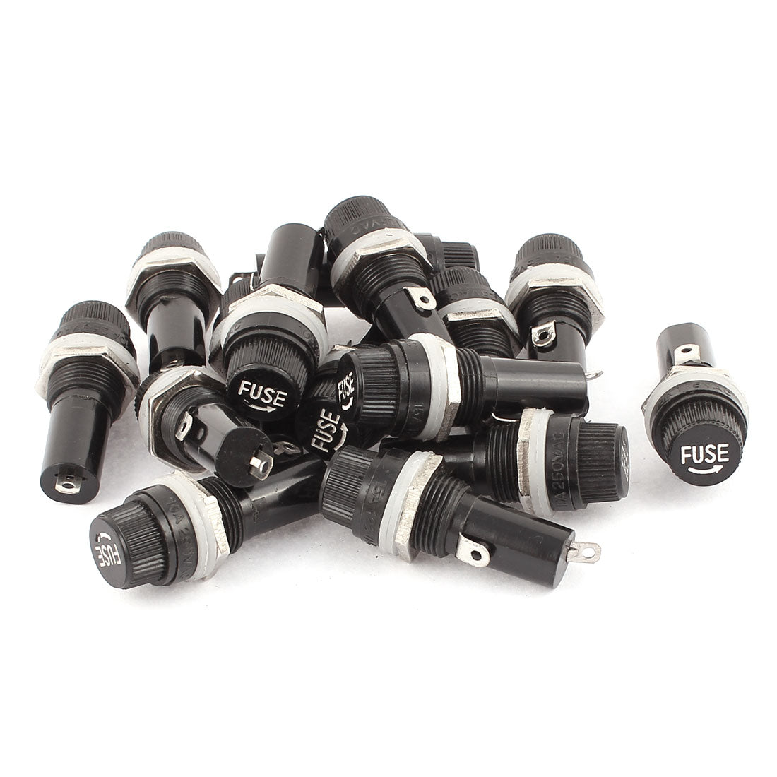 Harfington 15 Pcs AC125V/15A 250V/10A 14mm Thread Panel Mounted Fuse Holder For 6x30mm Fuse