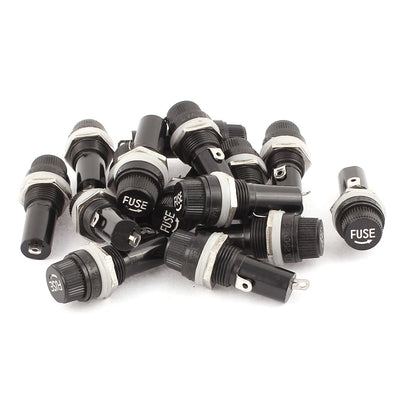 Harfington 15 Pcs AC125V/15A 250V/10A 14mm Thread Panel Mounted Fuse Holder For 6x30mm Fuse