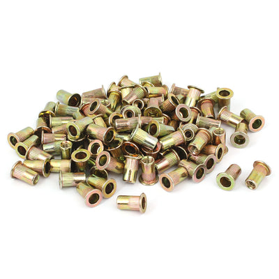 Harfington 8#32 Straight Knurled Rivet Nut Insert Nutsert Bronze Tone 100pcs