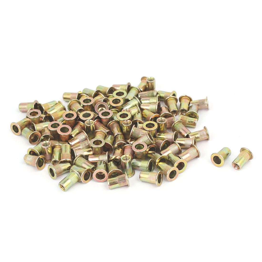 Harfington 8#32 Straight Knurled Rivet Nut Insert Nutsert Bronze Tone 105pcs