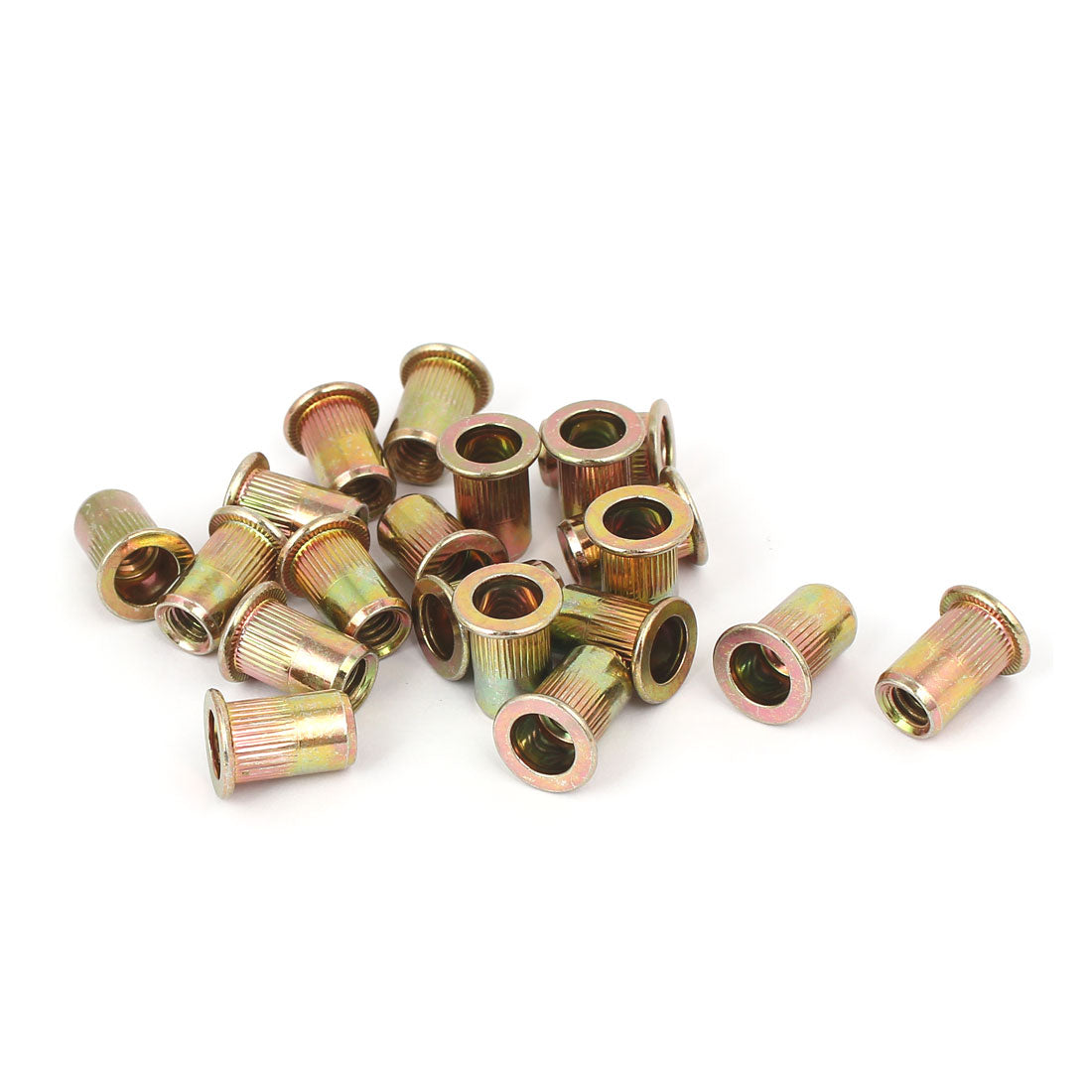 Harfington 1/4-20 Knurled Rivet Nut Insert Nuts Bronze Tone 20pcs