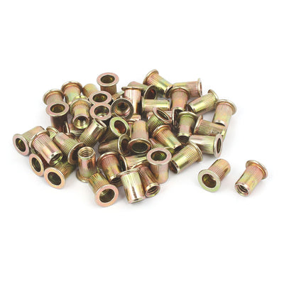 Harfington 1/4"-20 Straight Knurled Rivet Nut Insert Nutsert Bronze Tone 50pcs