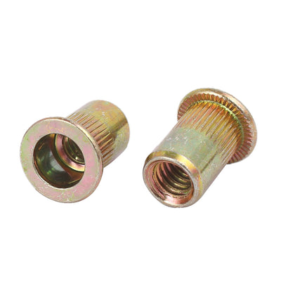 Harfington 1/4"-20 Straight Knurled Rivet Nut Insert Dadi Bronze Tone 150pcs