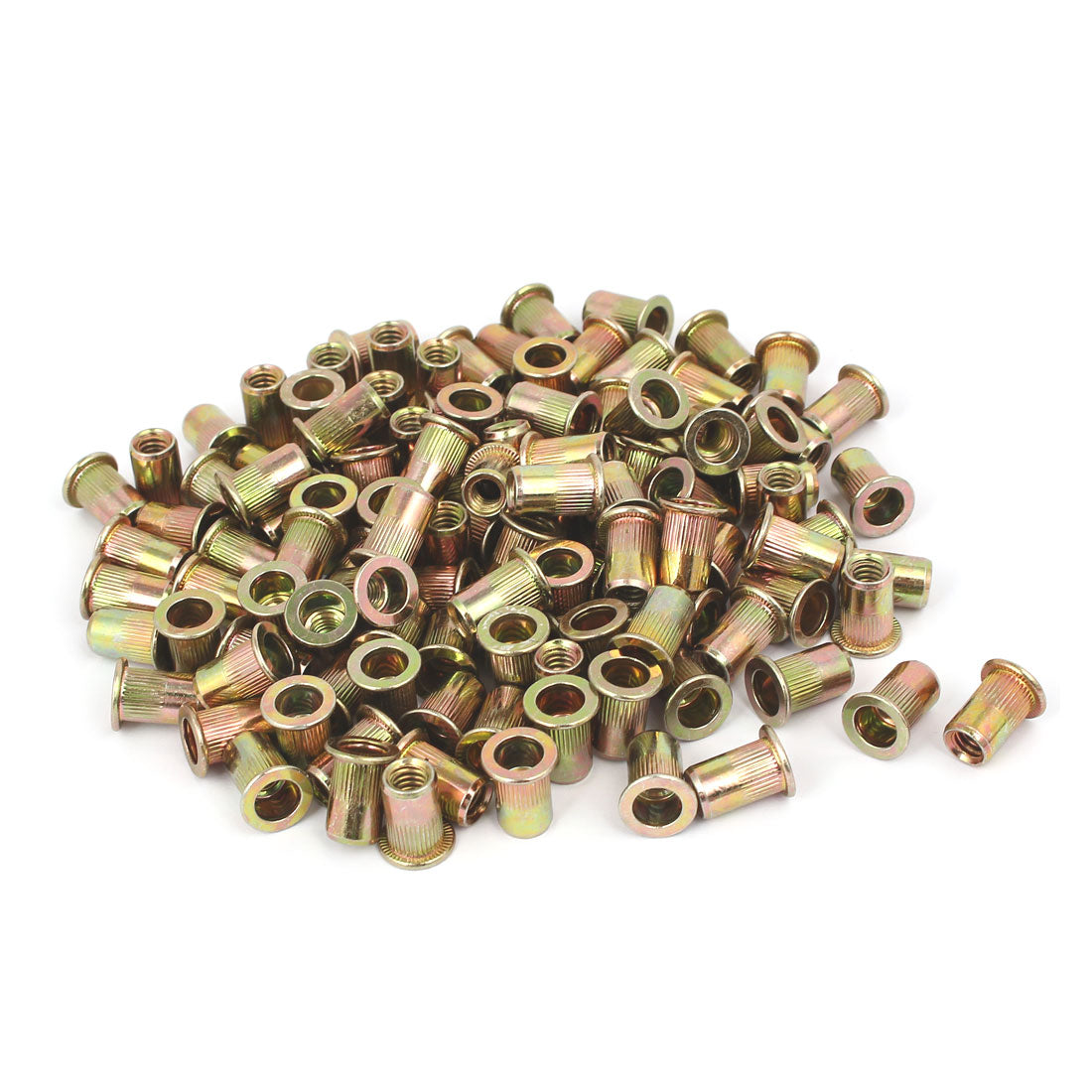 Harfington 1/4"-20 Straight Knurled Rivet Nut Insert Dadi Bronze Tone 150pcs