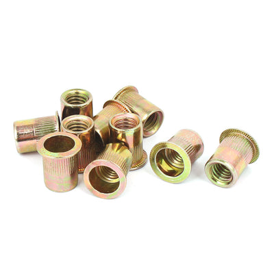 Harfington 3/8"-16 Straight Knurled Rivet Nut Insert Nutsert Bronze Tone 10pcs