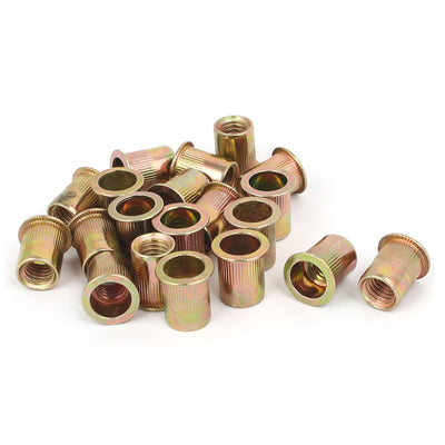 Harfington 3/8"-16 Straight Knurled Rivet Nut Insert Nutsert Bronze Tone 20pcs