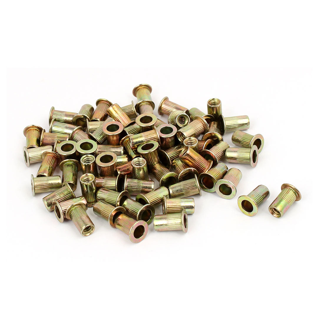 Harfington 10#24 Straight Knurled Rivet Nut Insert  Bronze Tone 50pcs