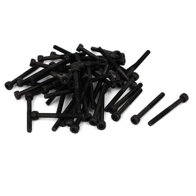 Harfington M3 x 30mm Alloy Steel Bolt Cap Point Hex Socket Head Screws Black 50PCS